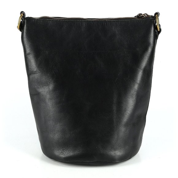 Madewell The Lisbon O ring zip Leather Bucket Bag in thick Black Leather - Picture 2 of 9